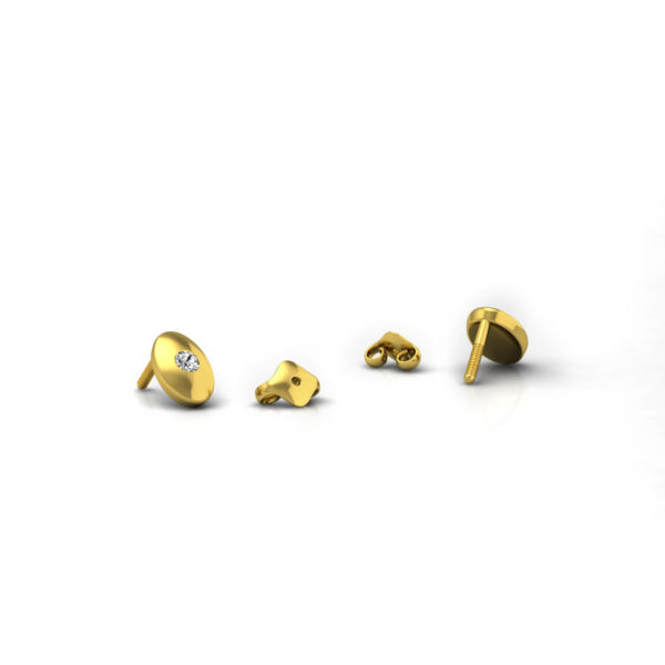 Geelgouden oorstekers in 14 karaat met in totaal 0.10 ct. diamanten
