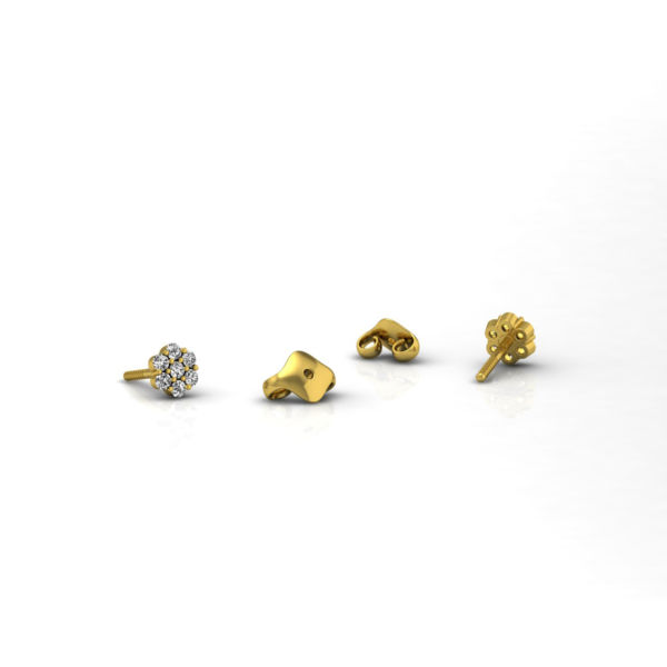 Geelgouden oorstekers in 14 karaat met in totaal 0.16 ct. diamanten