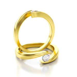 massief gouden band geel Sieraden Ringen Stapelbare ringen wit sierlijke ring 14k gouden diamanten ring abbie stokbrood en ronde diamanten minimalistische verloving 14k roos 